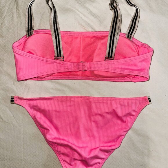Xhilaration Pink Ribbed Two-Piece Bikini Set Top Medium Bottoms Small-A169 - Picture 3 of 7